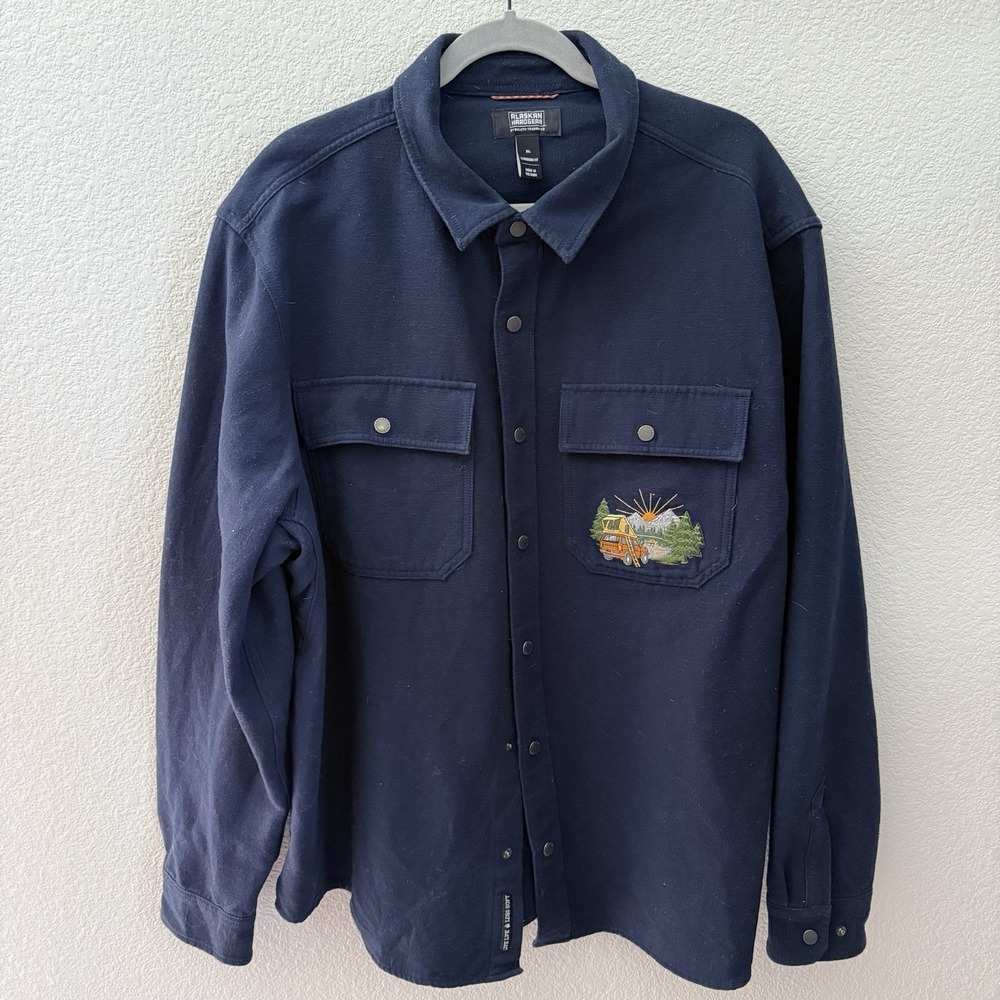 Duluth Trading Co Alaskan Hardgear Snap Camp Shirt XL Blue HEAVY Cotton Camper